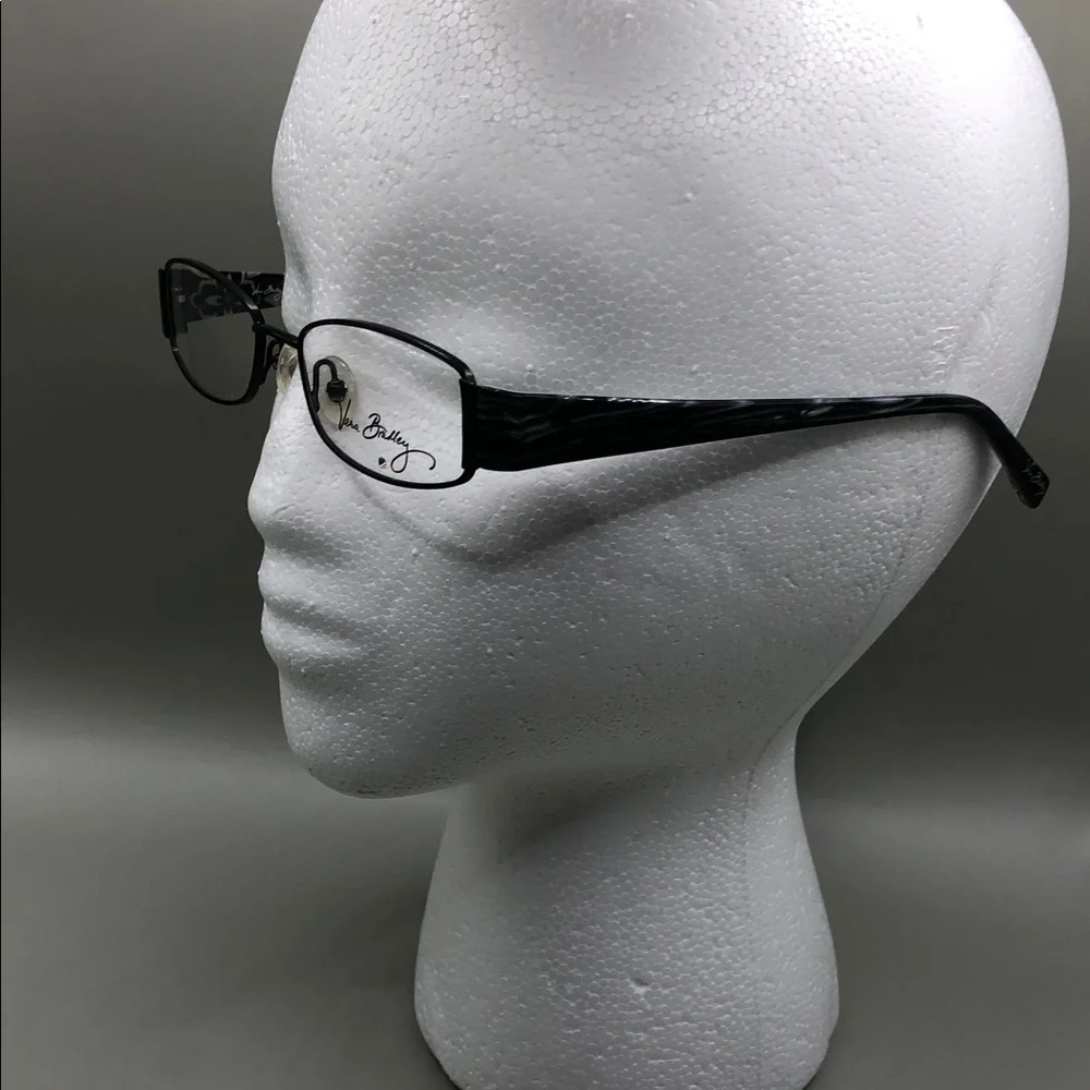 Vera Bradley Meghan Barcelona Elongated Rectangular Glasses 52-17-140 Black NEW
